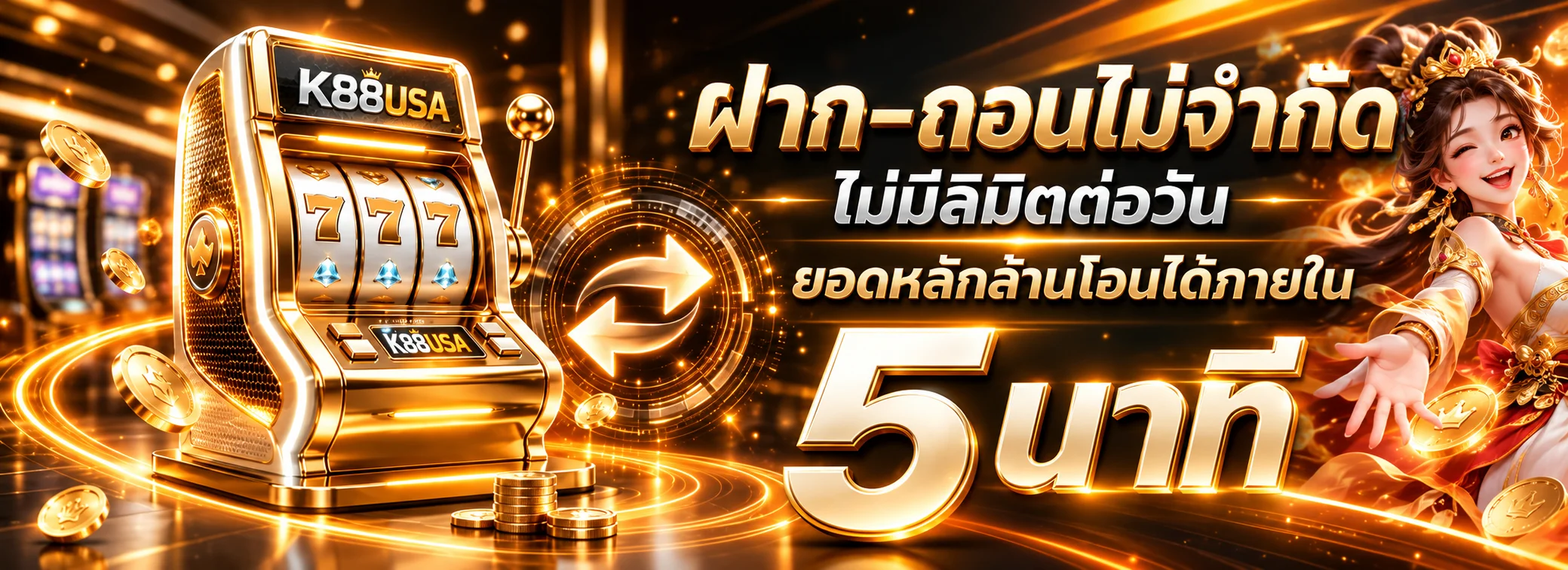 ระบบฝากถอนออโต้ K88USA พร้อมตรวจสถานะรายการ